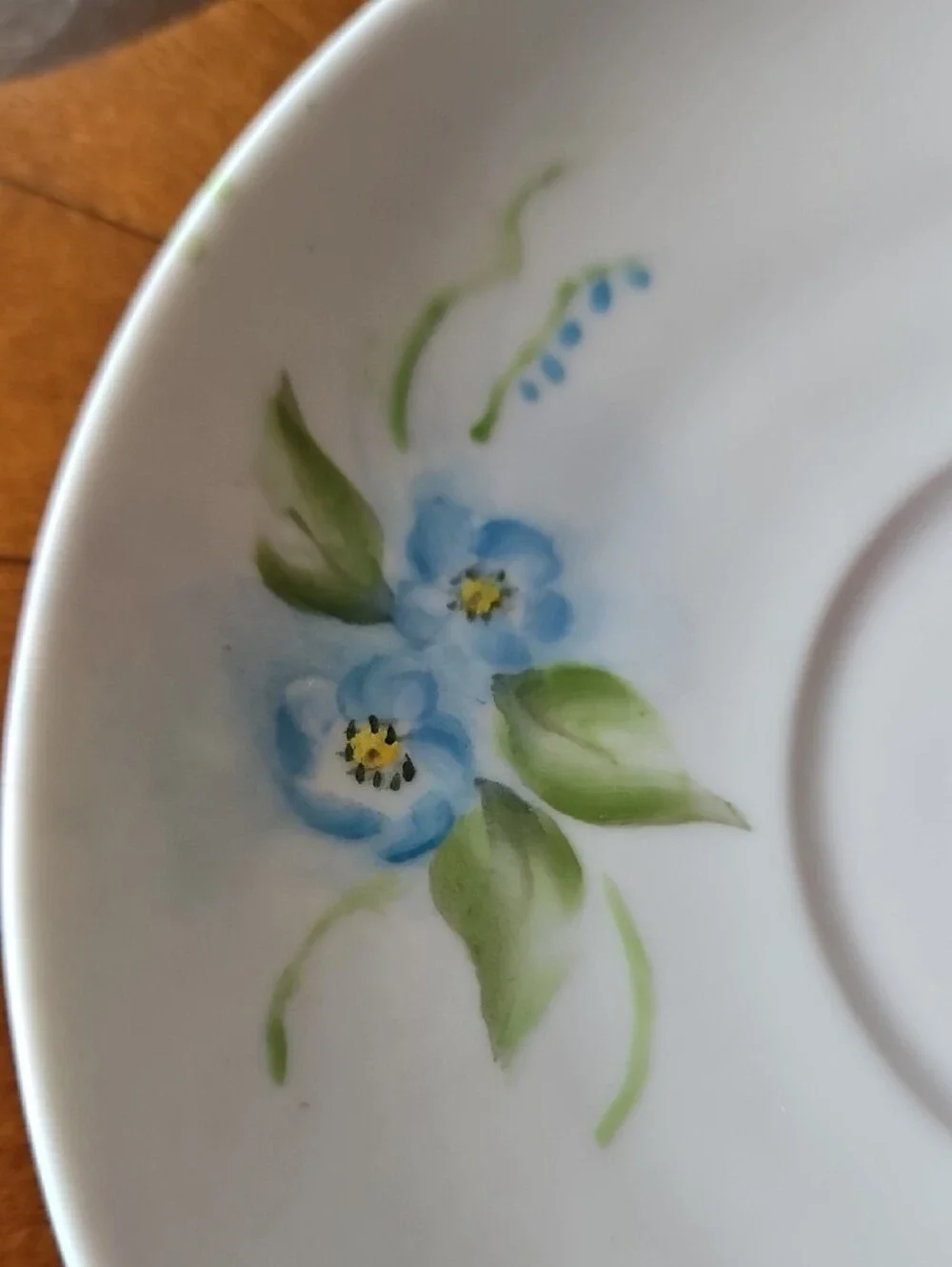 VTG Plankenhammer Floss Bavaria Blue Floral Gold Trim Tea Cups & Saucers 2 Sets